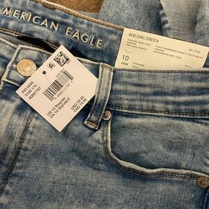American Eagle Outfitters Blue Skinny Kick Jeans with Vintage Distress
